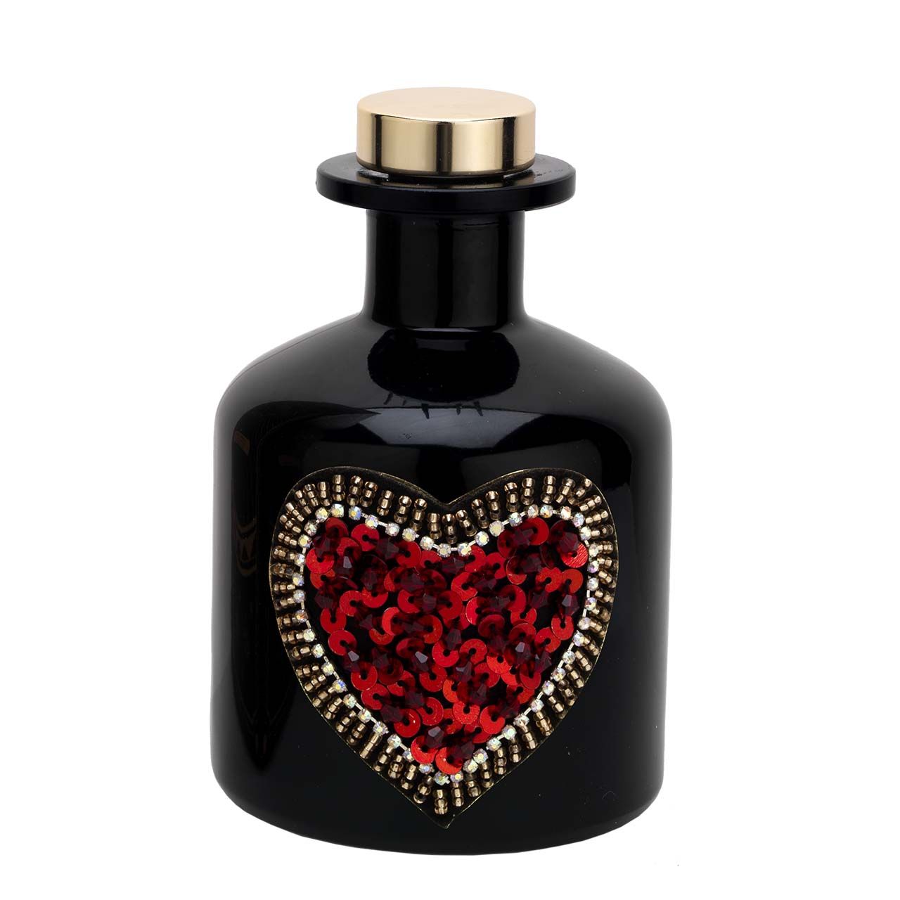 FLACONE H.11 180ML NERO CON APPLICAZIONE CUORE